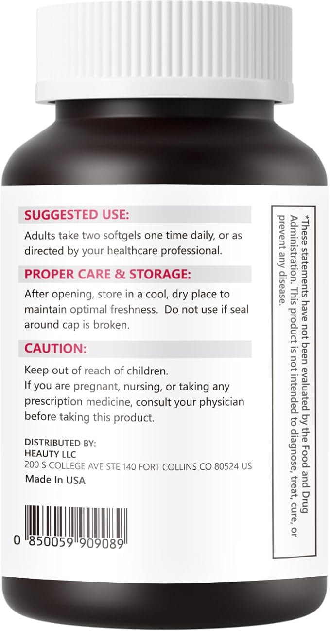Antarctic Krill Oil Softgels - Rich in Omega-3 phospholipids Non-GMO Dietary Fiber Supplement 60 Capsules