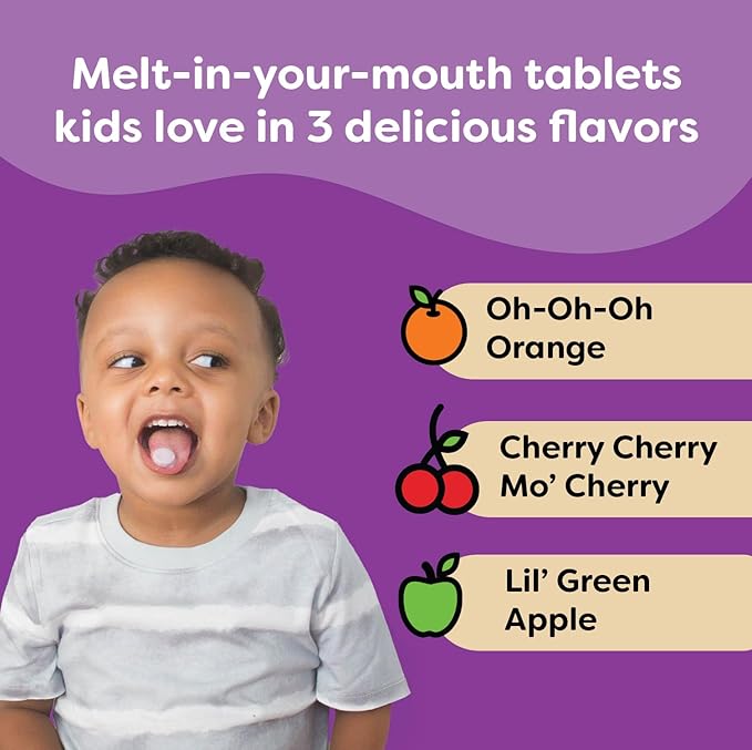 Renzo's Picky Eater Kids Multivitamin with Iron - Dissolvable Kids Vitamins with Iron Zinc Vitamin C Vitamin D E &amp K Sugar-Free Melty Tabs Green Apple Flavor 60-Count (1-2 Month Supply)