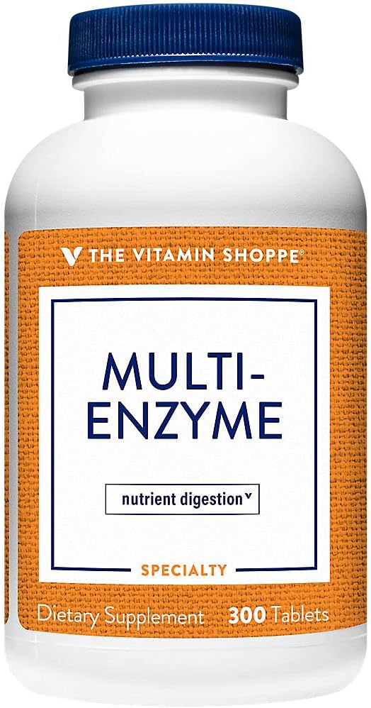 The Vitamin Shoppe Digestive Enzymes - Complete Multi-Enzyme Formula | Protein Fat Carb Digestion | 300 Tablets | Plant-Based