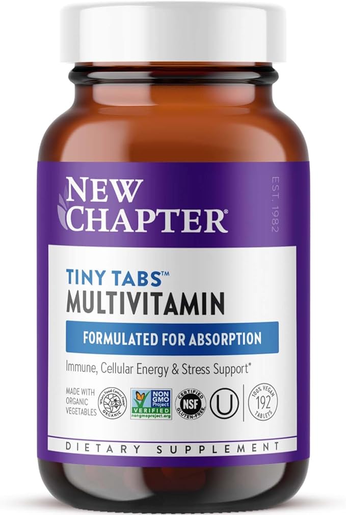 New Chapter Tiny Tabs Multivitamin with 20+ Nutrients for Immune Cellular Energy &amp Stress Support Including Vitamin D3 + B Vitamins 192 Count