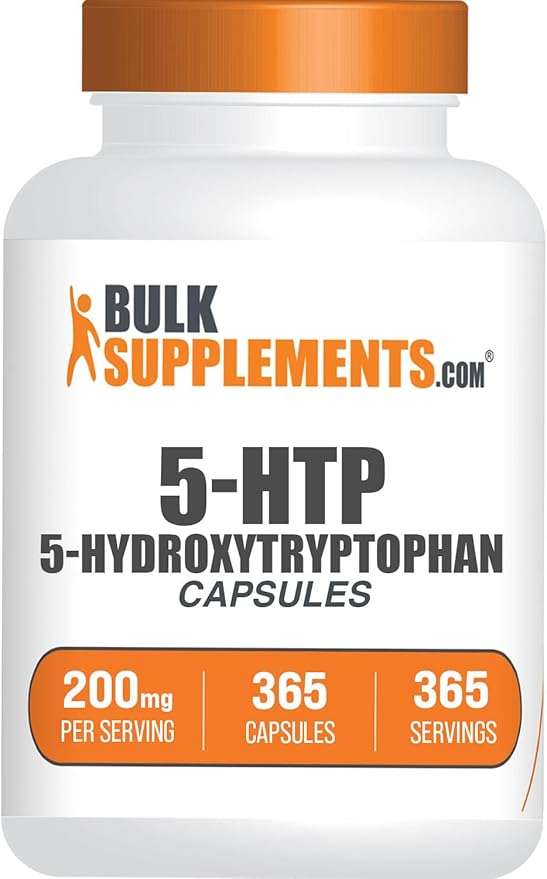 BulkSupplements.com 5-HTP Capsules - 5-Hydroxytryptophan 5-HTP 200mg 5 HTP Supplement - Amino Acid Supplement Gluten Free 1 Capsule per Serving 365 Capsules (Pack of 1)