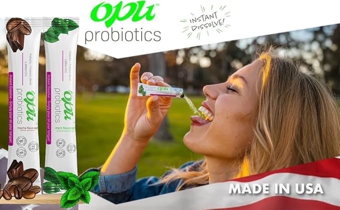 'Opu Probiotics Mint Instant-Dissolve - One Month Supply - 5 Billion CFU's - Men Women &amp Children w/Prebiotics Sugar Free Gluten Free Non GMO