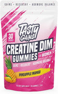 Creatine Gummies for women | 3g Creatine Monohydrate Per Serving | DIM Supplement 100 mg | Estrogen Balance for Women | Hormonal Acne Hormone Balance Glute Builder (90 Count Pineapple Mango)