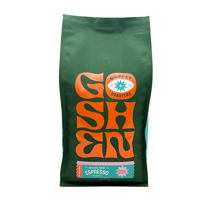 Goshen Coffee Roasters Ground Black Dog Espresso Blend | Dark Roast Espresso or Brewed | Award-Winning Natural and Washed | Roasted Nuts Molasses Dark Cocoa Flavors | 5 lb Bag