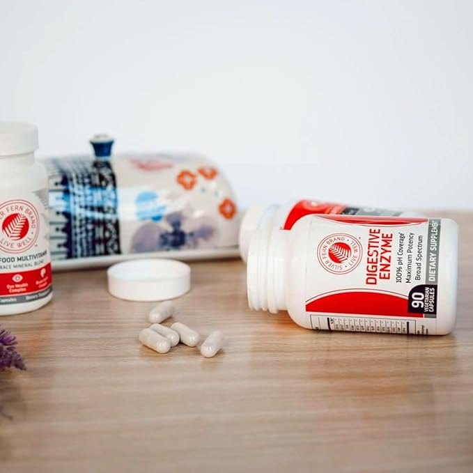 Silver Fern Brand Ultimate Digestive Enzyme Supplement - 1 Bottle = 90 Capsules - High Potency Multi Enzyme - Digestive Comfort &amp Food Tolerance - Hemicullulase Peptidase Maltase More