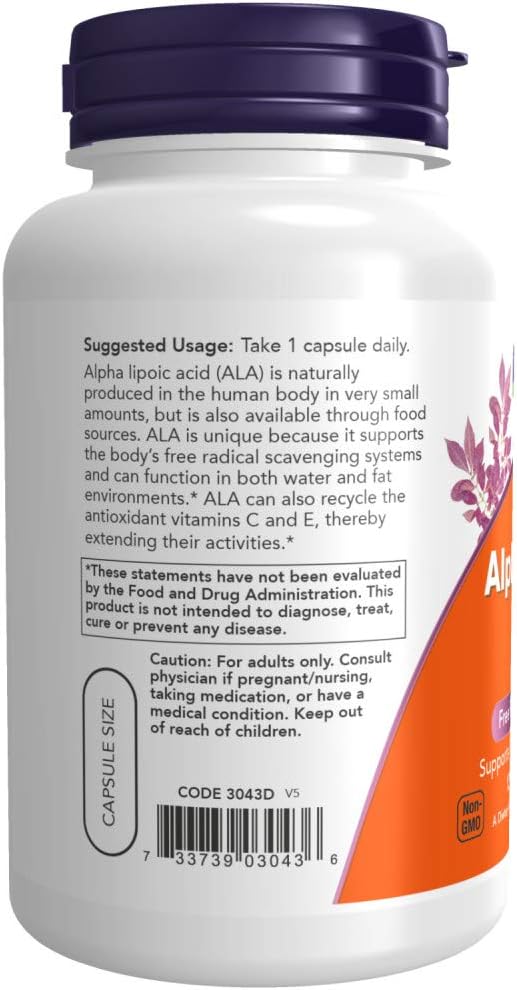 NOW Foods Alpha Lipoic Acid 250mg 120 Vegetable Capsule (2 Pack)
