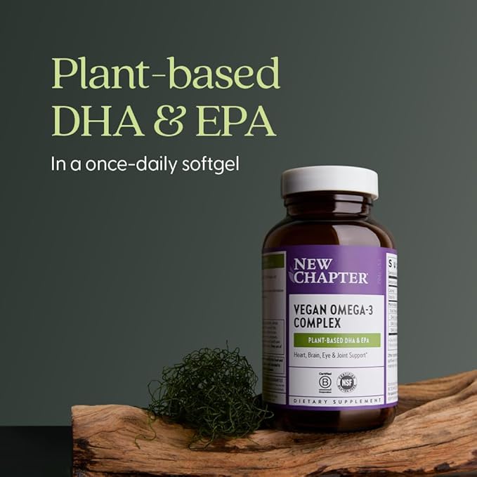New Chapter Vegan Algae Oil DHA EPA and DPA Supplement - Vegan Omega-3 Complex for Heart Brain Eye &amp Joint Support - 30 Softgels