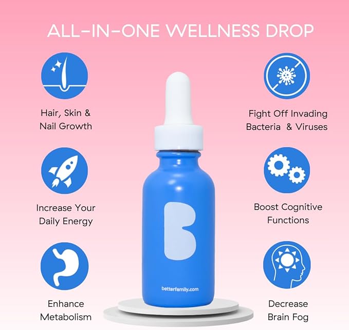 Better Family - Liquid Daily Multivitamin - All-in-One Wellness Drop - All Ages &amp Genders - Methylated Vitamins - No Sugar or Artificials - Gluten Free Non-GMO - Dietary Supplement - 2oz (60 ml)