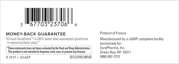 Terry Naturally Clinical Glutathione - Antioxidant Supplement for High Absorption - Dietary Supplement with L-Glutathione - Vegan to Support Cell Health - 60 Slow Melt Tablets