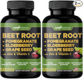 Gade Nutrition Beet Root Capsules Concentrated | Extra Strength Beetroot Extract Formula | Elderberry with Vitamin C and Zinc Pomegranate Grape Seed |Made in USA (Pack of 2)