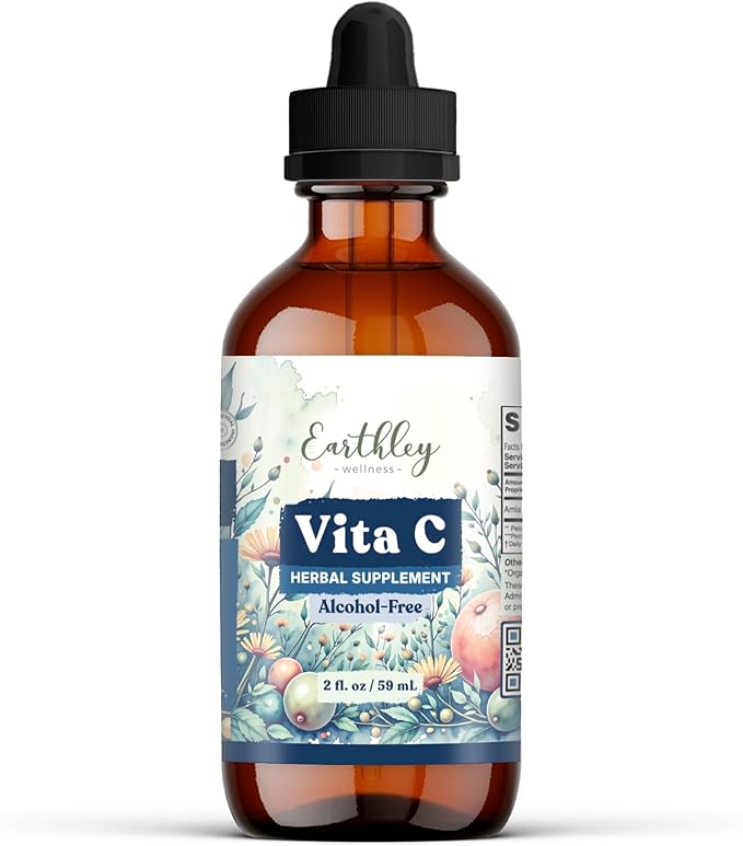 Earthley Wellness Vita-C A Natural Source of Vitamin C Whole Food Form of Vitamin C Extracted from Amla Berries Orange Peel and Dandelion Leaf (2oz)