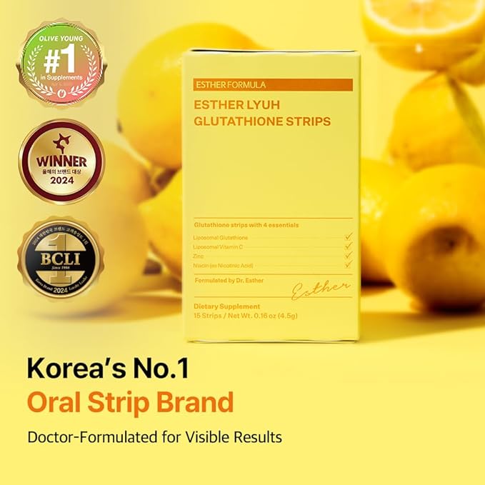 ESTHER FORMULA Radiance Duo — Glutathione Strips (15 ct) &amp Ceramide Strips (15 ct) | Fast-Absorbing Oral Beauty Film for Skin Glow Hydration &amp Barrier Support | Korean Supplements | Made in U