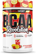 Musclesport BCAA Revolution Amino Acid Powder Supplement for Men &amp Women - Intra Workout Training Complex - Recovery Supplemen (Strawberry Lemonade 30 Servings)