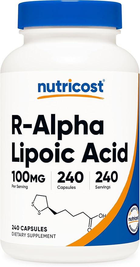 Nutricost R-Alpha Lipoic Acid 100mg 240 Capsules - Veggie Caps Vegan Non-GMO Gluten Free