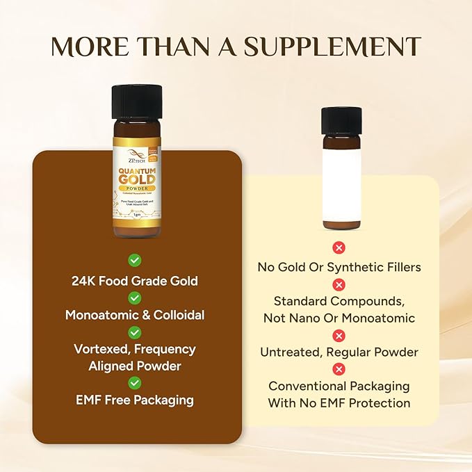 Quantum Gold 24K Ormus Gold Concentrate | Pure Ormus Colloidal Monoatomic Gold Powder Supplement | Decalcify Pineal Gland | Enhance Brain Wave Activity &amp Higher Energy Alignment 1g.