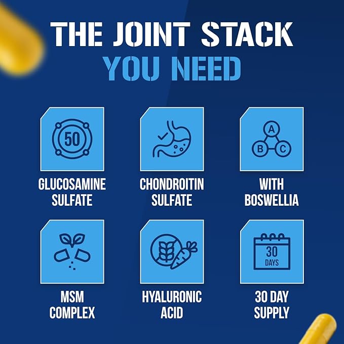 Evlution High Absorption Joint Support Supplement FLEXMODE Joint Supplement with Advanced Joint Vitamins Including Glucosamine Chondroitin MSM Boswellia and Hyaluronic Acid - 30 Servings