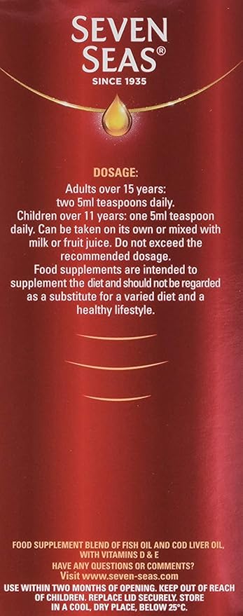 Seven Seas Extra High Strength Pure Cod Liver Oil 300ml