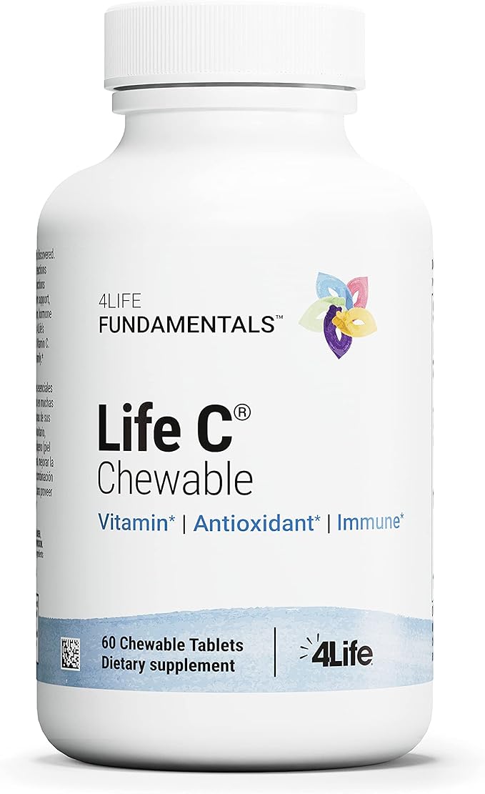 4Life Life C - 7 Active Forms of Vitamin C for Immune Support Nutrient Absorption and Benefits - Citrus Flavor - 60 Chewable Tablets