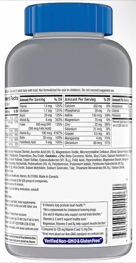 Silver Men 50+ Multivitamin Better Guide Vitamins Supplements 275 Count (Pack of 1)