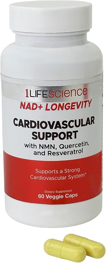 1LifeScience Cardiovascular Support Supplement – NMN Resveratrol Quercetin Fisetin &amp Apigenin – NAD+ Support Formula – cGMP Made in USA – 60 Veg Caps