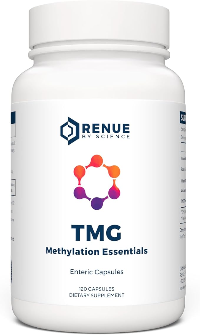 Renue By Science TMG | High Strength TMG Supplements | 120 Trimethylglycine Capsules - 900mg TMG per Serving with Vitamin B12 Vitamin B6 Folate &amp Zinc | Made in the USA &amp Third-Party Tested