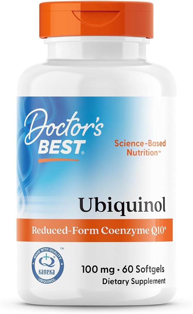 Doctor's Best Kaneka Ubiquinol 100 mg Supplement for Men &amp Women - Reduced Form CoQ10 Coenzyme Q10 100mg for Antioxidant &amp Heart Health Support Non GMO Gluten Free Soy Free - 60 Softgels
