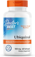 Doctor's Best Kaneka Ubiquinol 100 mg Supplement for Men &amp Women - Reduced Form CoQ10 Coenzyme Q10 100mg for Antioxidant &amp Heart Health Support Non GMO Gluten Free Soy Free - 60 Softgels
