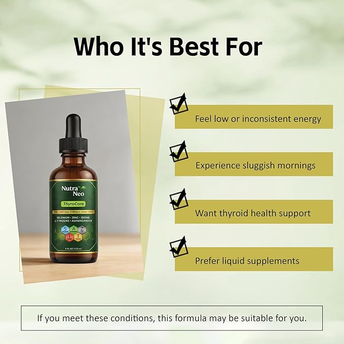 ThyroCore Thyroid Support Drops – Supports Natural Energy Metabolic Balance Stress Support &amp Mental Clarity – Liquid Supplement with Vitamins Minerals &amp Botanical Extracts – 60 ML (1pc)