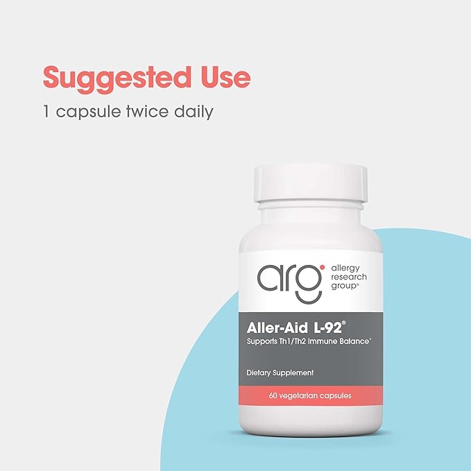 Allergy Research Group Aller-Aid L92 Supplement - with Lactobacillus Acidophilus Indian Frankincense Boswellic Acid Vegetarian Capsules - 60 Count