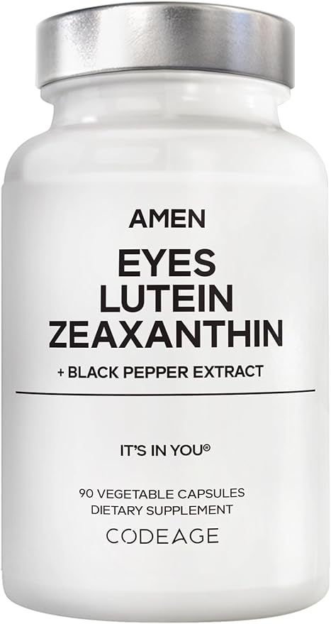 Amen Eyes Lutein Zeaxanthin Supplement - Eyes Vitamins - Lutein and Zeaxanthin from Marigold Extract Red Beet Root Powder Black Pepper Fruit Extract - 3-Month Supply Eye Care - Non-GMO - 90 Capsules