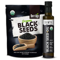 RAWYA Black Seeds + Black Seed Oil - USDA Organic Certified Cold Pressed Nigella Sativa Cumin Seed Oil Kalonji Premium Quality High Thymoquinone Pure &amp Natural 8.4 Oz + 16 Oz Seeds