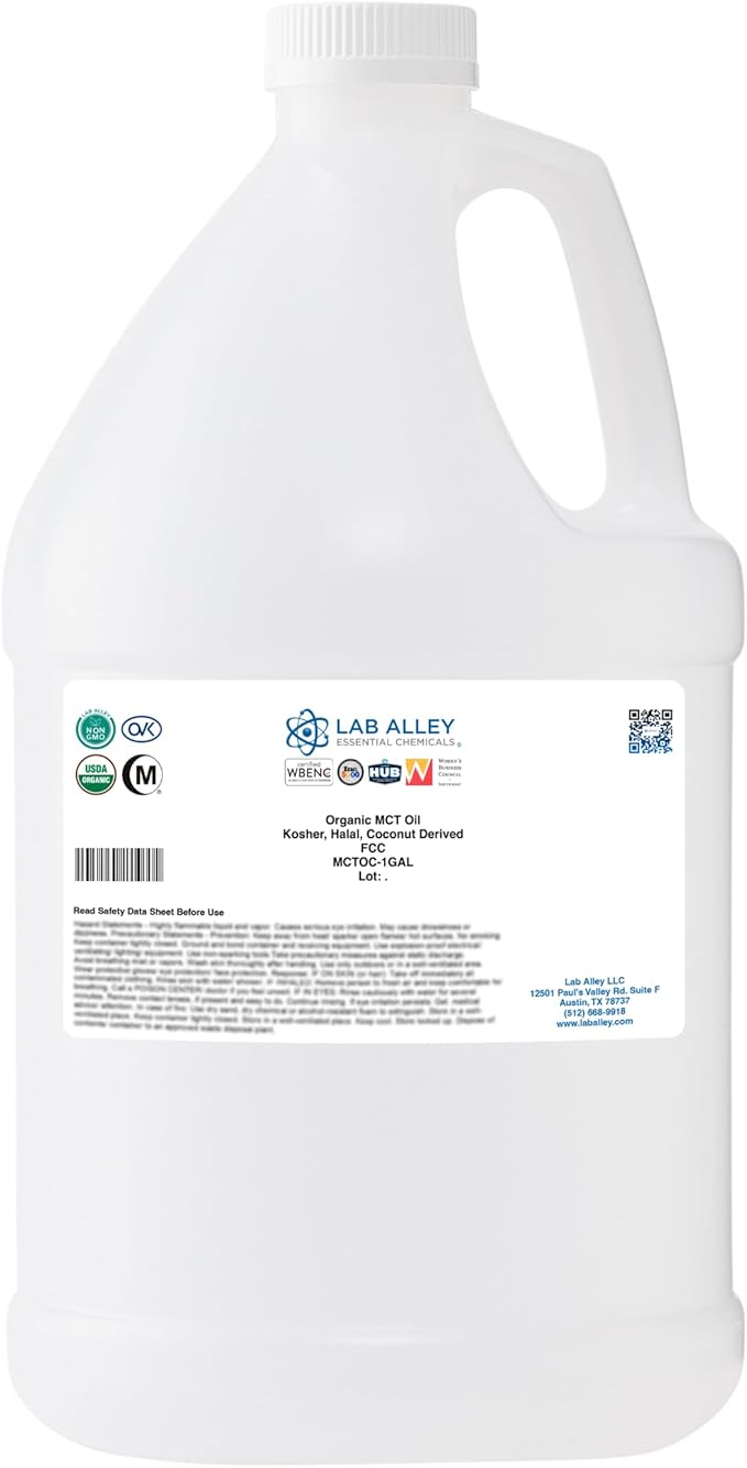 Lab Alley MCT Oil USDA Organic Coconut Kosher Certified Halal Non-GMO - 1 Gallon
