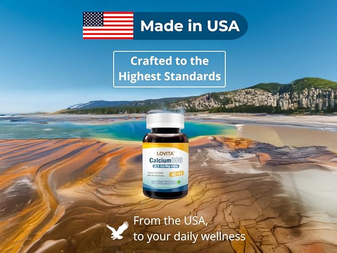 LOVITA Calcium Citrate 800 mg with Magnesium Vitamin D3 &amp K2 Bone Strength &amp Density Supplement for Women &amp Men Supports Teeth Immune Health Gluten Free Non-GMO 360 Vegan Tablets