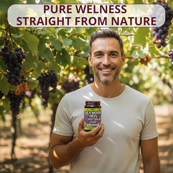 Biolore Grape Splash Sea Moss Gel 16 oz - No Added Sugar Vegan Made in USA - Wildcrafted Sea Moss Superfood with 92 Essential Vitamins - Ready to Use No Prep Needed