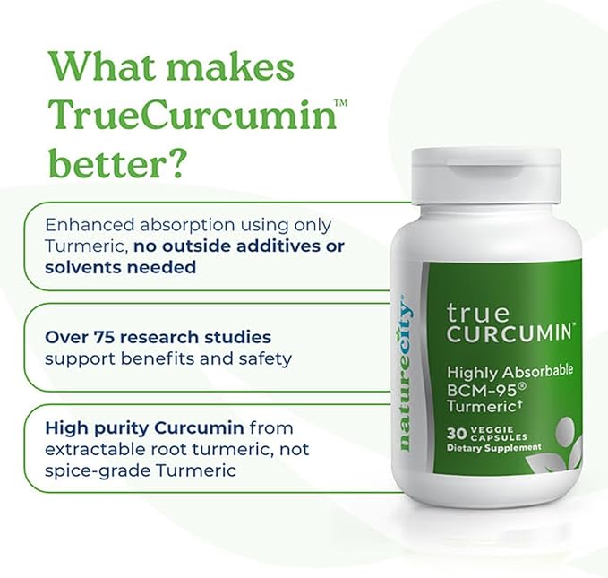 NatureCity True-Curcumin Turmeric Supplement | Non-GMO Tumeric and Curcumin 500mg Curcuma Capsules Vitamin Supplements | Up to 700% Increase in Absorption (30 Day Supply) | Supports Joints (Pack of 2)