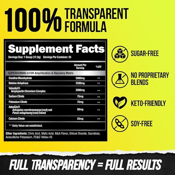 Alpha Lion Superhuman Post Workout Powder Muscle Builder Drink Creatine Monohydrate + More for Lean Muscle Growth Strength &amp Volume Supplement for Women &amp Men (25 Servings Muscle Marg)