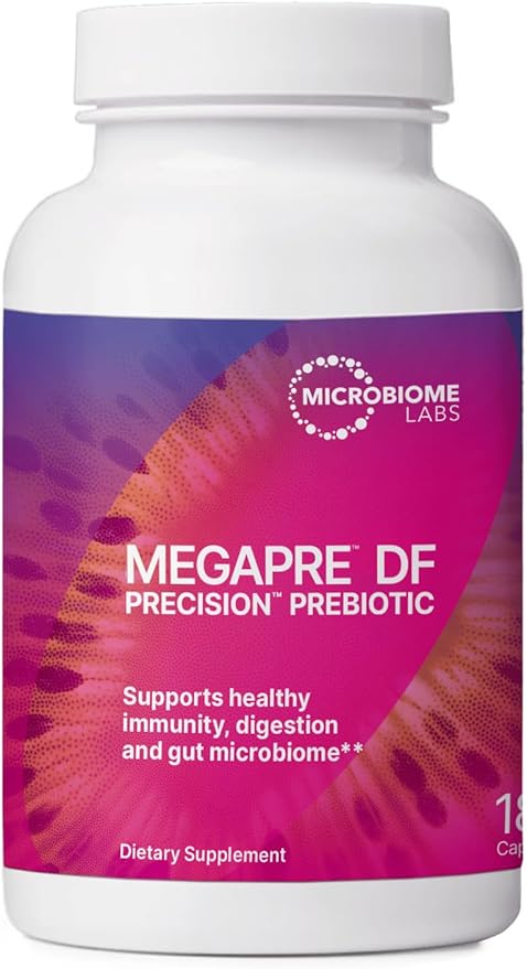Microbiome Labs MegaPre Prebiotic Fiber Supplement in Vegetable Capsules - Prebiotic Supplement with Clinically Tested Oligosaccharides - Support Microbial Diversity &amp Gut Health (180 Capsules)