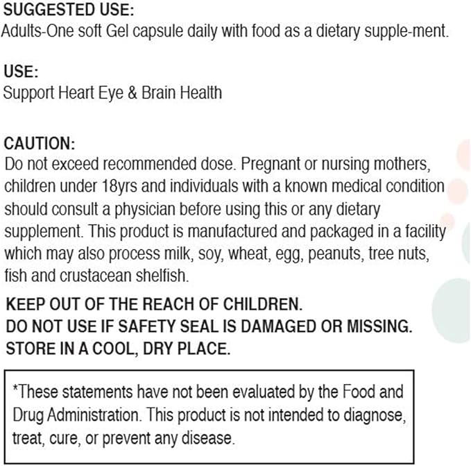 H4U Maximum Care Omega-3 from Fish Oil Dietary Supplement Softgels for Eye Brain Bone &amp Heart Health (90 Count)