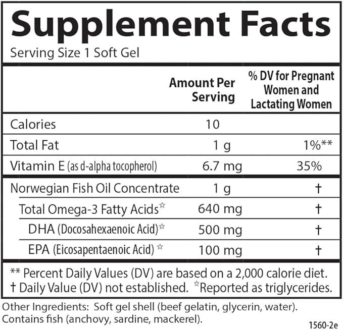Carlson - Mother's DHA 500 mg DHA Prenatal Support Fetal Development &amp Immune Health 60 Softgels