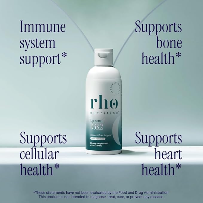 Rho Nutrition Liposomal D3K2 – Ultra High Absorption Liquid Vitamins D3 and K2 Supplement – Supports Immune System &amp Overall Health Supports Strong Bones &amp Muscles and a Healthy Heart