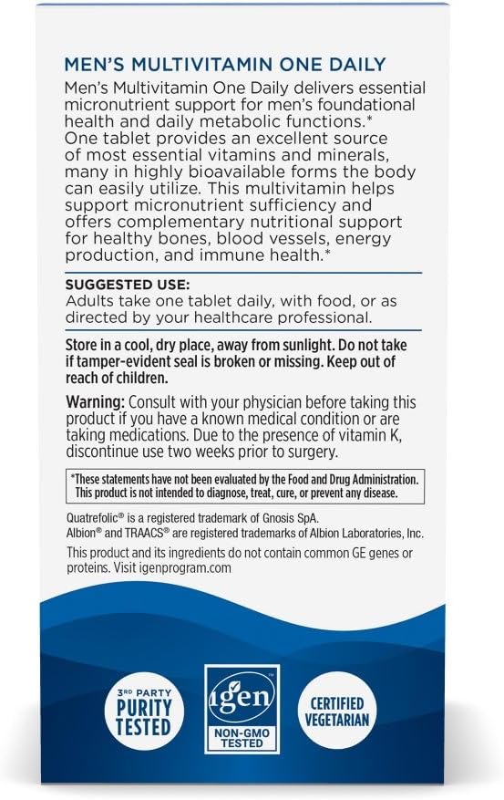Nordic Naturals Men’s Multivitamin One Daily - Bone Energy &amp Blood-Vessel Support - Immunity Supplement - 20 Essential Nutrients - 30 Tablets - 30 Servings