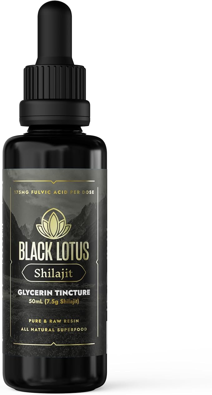 Black Lotus Pure Shilajit Resin Liquid Tincture 50ml 100% Pure Natural Shilajit for Men &amp Women with Amino Acids 175mg Fulvic Acid 85 Ionic Trace Minerals for Immune Support Focus Energy