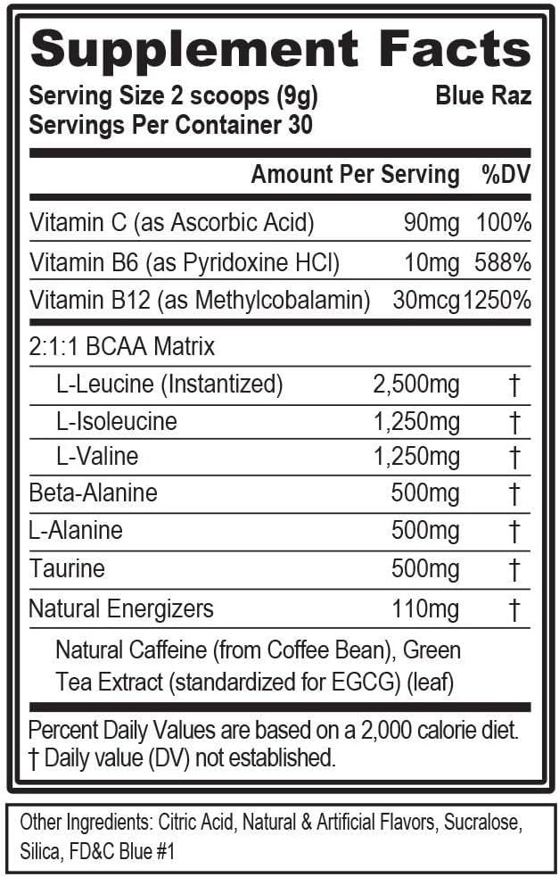 Evlution Replenishing BCAAs Amino Acids Powder for Pre &amp Post Workout (Grape and Blue Raz 30 Servings Each)