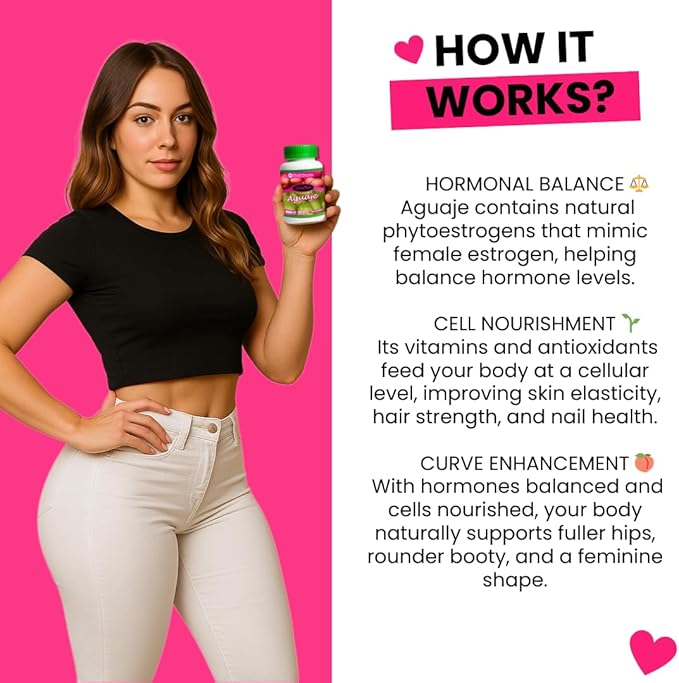 Natural Curves &amp Hormonal Balance – Aguaje Pills for Women by CurvyFruit – Booty Hips &amp Bust Support – 100 Vegan Capsules – Menopause Relief – Made in Peru