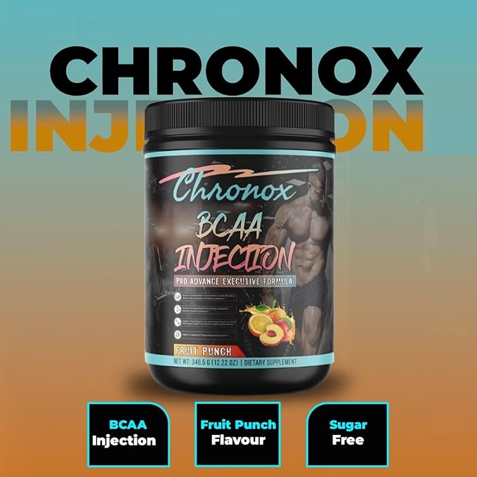Chronox BCAA Amino Acids Energy Blend-Fruit Punch Flavor 12.22 OZ-Sugar-Free Pre &amp Post Workout Supplement for Muscle Recovery Hydration Energy &amp Fitness Support