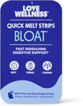 Love Wellness Bloat* Quick Melt Strips - Fast-Dissolving Digestive Support with Mint Fennel and Caraway - Helps Ease Occasional Bloating* - No Water Needed - Vegan and Sugar Free - 32 Strips
