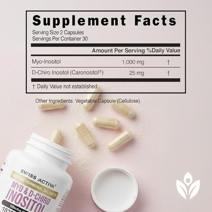 Swiss Activa+ Labs Myo Inositol &amp D-Chiro Inositol Supplement – 40:1 Ratio – Women’s Hormone Support – Supports Overall Menstrual Health &amp Metabolic Wellness –60 Day Supply