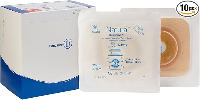 ConvaTec 51421040BX - Natura Moldable Durahesive Skin Barrier Accordion Flange with Hydrocolloid Flexible Collar Opening 7/8 to 1-5/16 (22 33mm) Flange 2-1/4 (57mm)