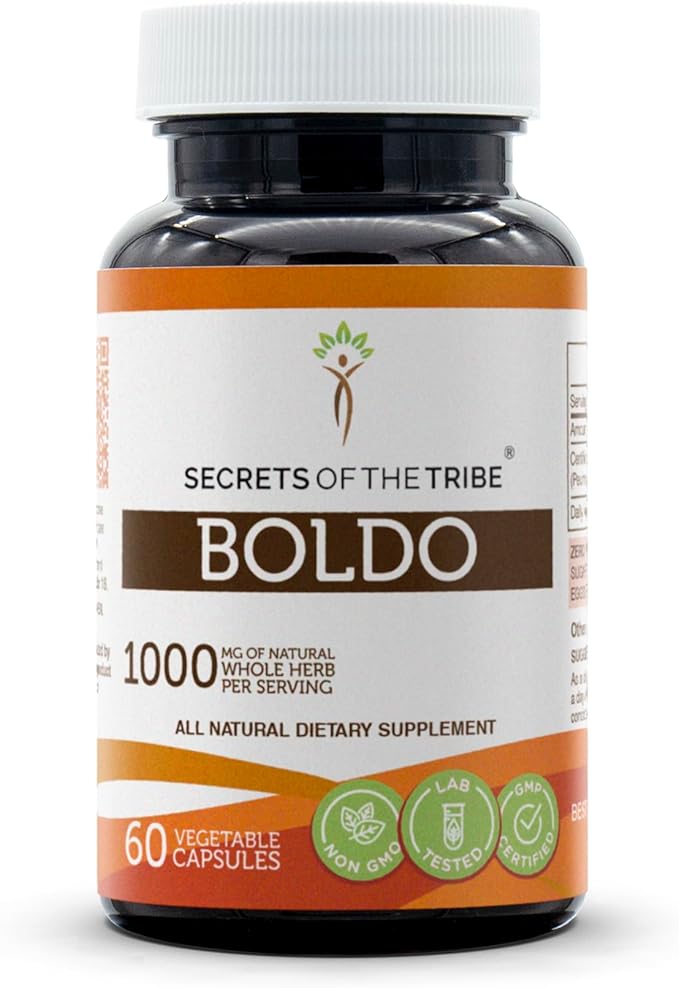 Secrets of the Tribe Boldo 60 Capsules 1000 mg Boldo (Peumus boldus) Dried Leaf (60 Capsules)