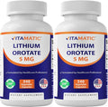 Vitamatic Lithium Orotate 5mg 240 Veggie Capsules Non-GMO Gluten Free. - 2 Pack